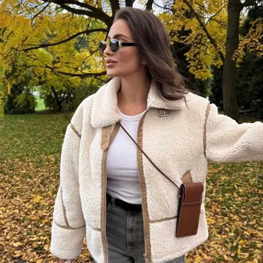 Like new Zara Beige Sherpa Jacket Like new